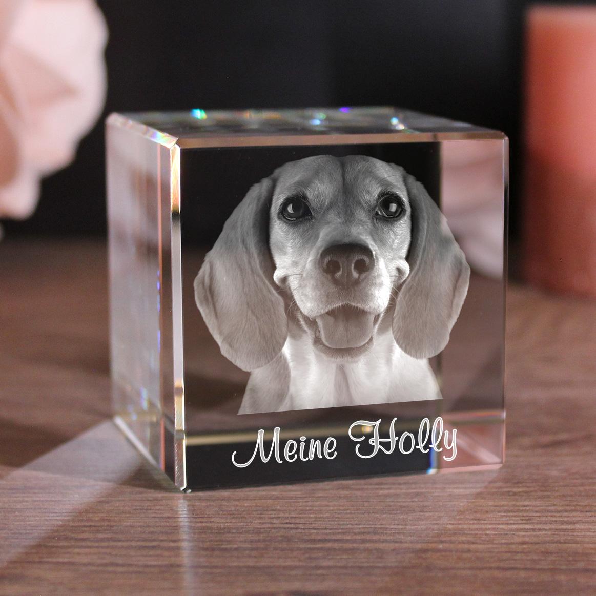 Petmemoria 2D/3D Glaskristall Würfel