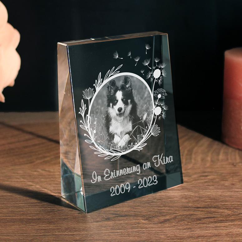 Petmemoria 2D Glaskristall Flachglas selbststehend Pusteblumen-Motiv