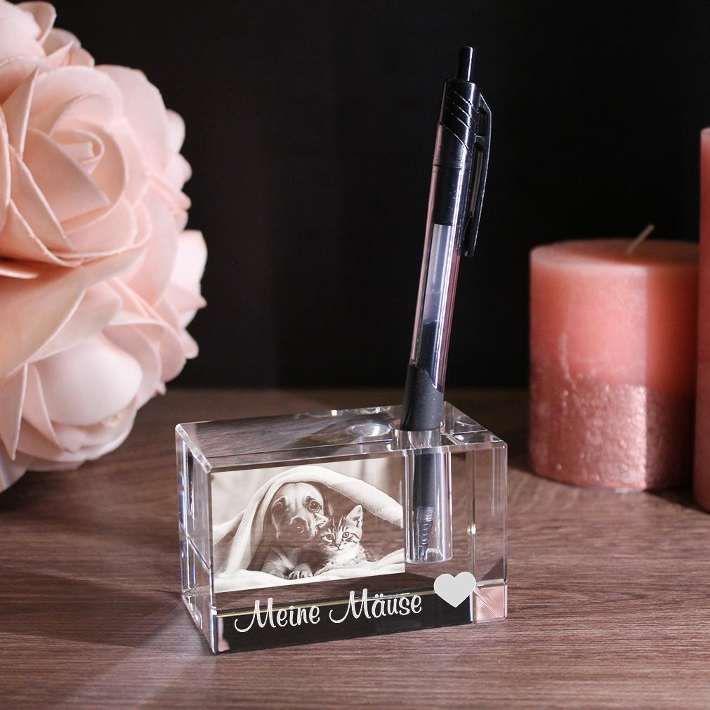 Petmemoria 2D/3D Glaskristall Stifthalter